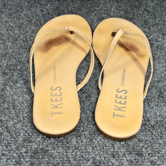 Tkees Foundations Sandals Women's 8 Tan Thin Strap Minimalist Thong Flip Flops - Picture 7 of 10